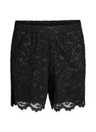 Spetsshorts med h&ouml;g midja och fickor, Svart
