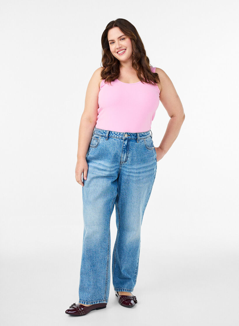 Solid f&auml;rg bas topp i bomull, Rosa, Model image number 1