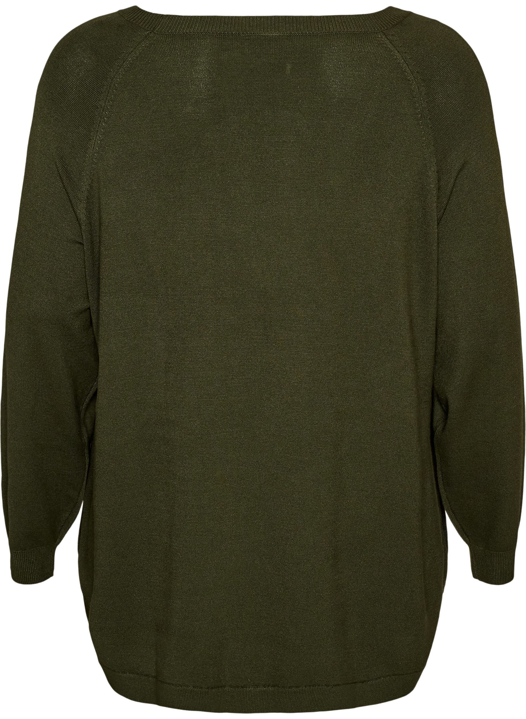 ZizziStickad blus med knappar i sidan, Gr&ouml;n, Packshot image number 1