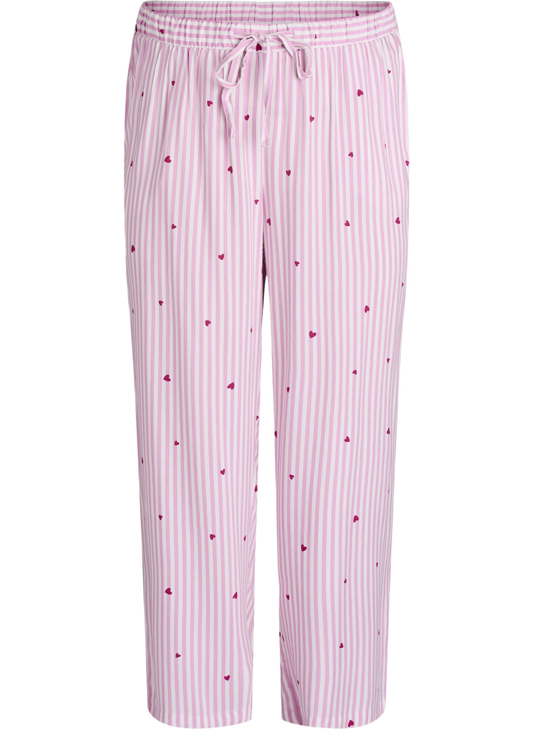 ZizziL&ouml;sa nattbyxor med r&auml;nder och hj&auml;rtan, Rosa, Packshot image number 0