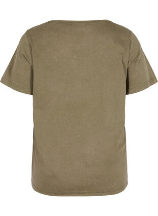 Kortärmad t-shirt i bomull  med tryck, Ivy Green Wash, Packshot image number 1