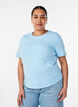 T-shirt i bomull med v&aring;giga kontrasterande kanter, Bl&aring;, Model image number 0
