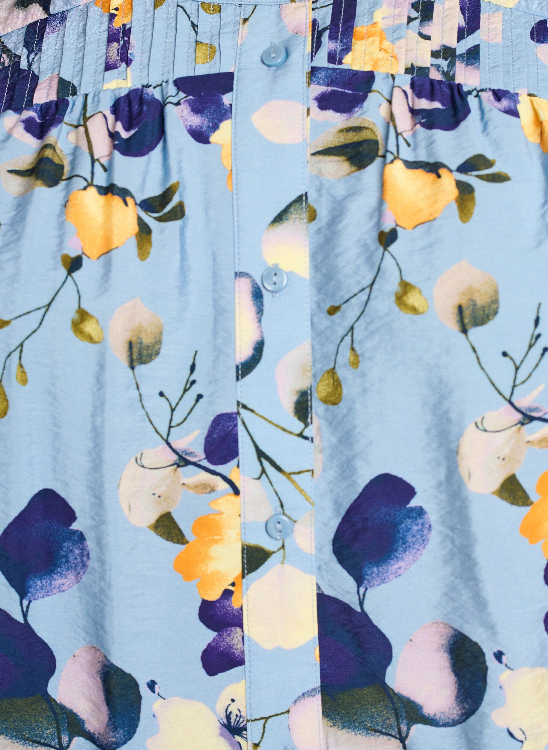 Zizzi M&ouml;nstrad skjortblus med halvl&aring;nga &auml;rmar, Bl&aring;, Packshot image number 2