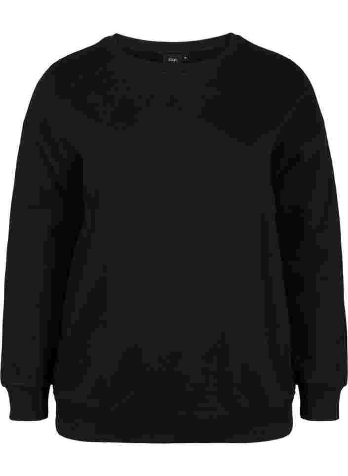 Sweatshirt i bomull med snörning, Black