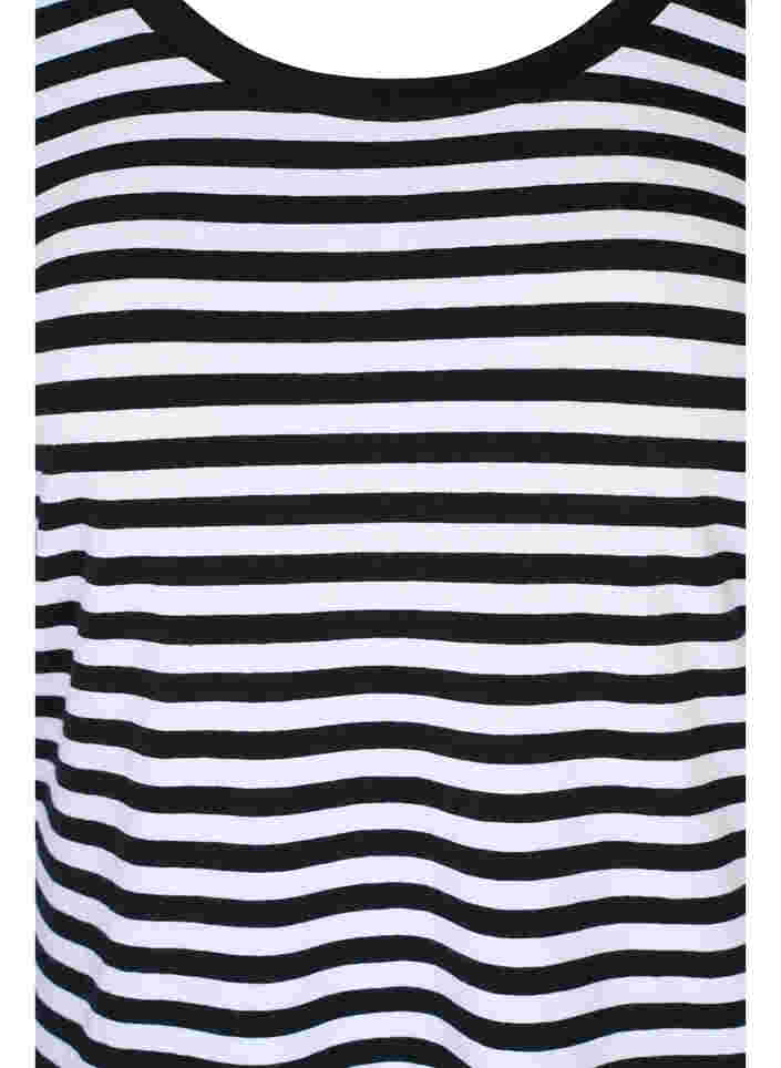 Randig klänning i bomull med långa ärmar, Black w. White Thin, Packshot image number 2