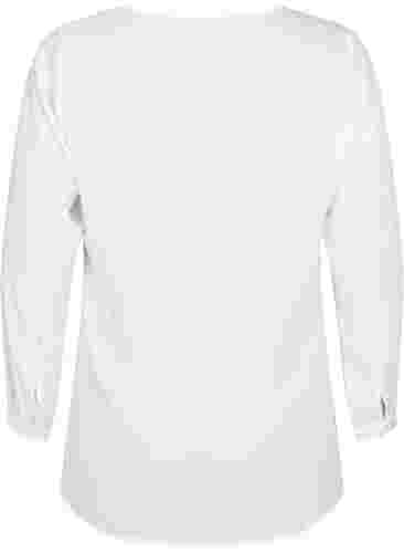 V-ringad skjorta med långa ärmar, Bright White, Packshot image number 1
