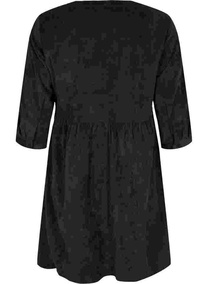 Klänning med 3/4-ärmar och knappar, Black, Packshot image number 1