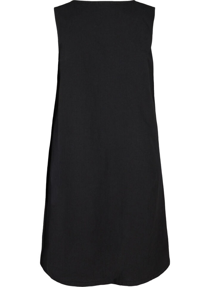 A-linjeformad bomullsklänning utan ärmar, Black, Packshot image number 1