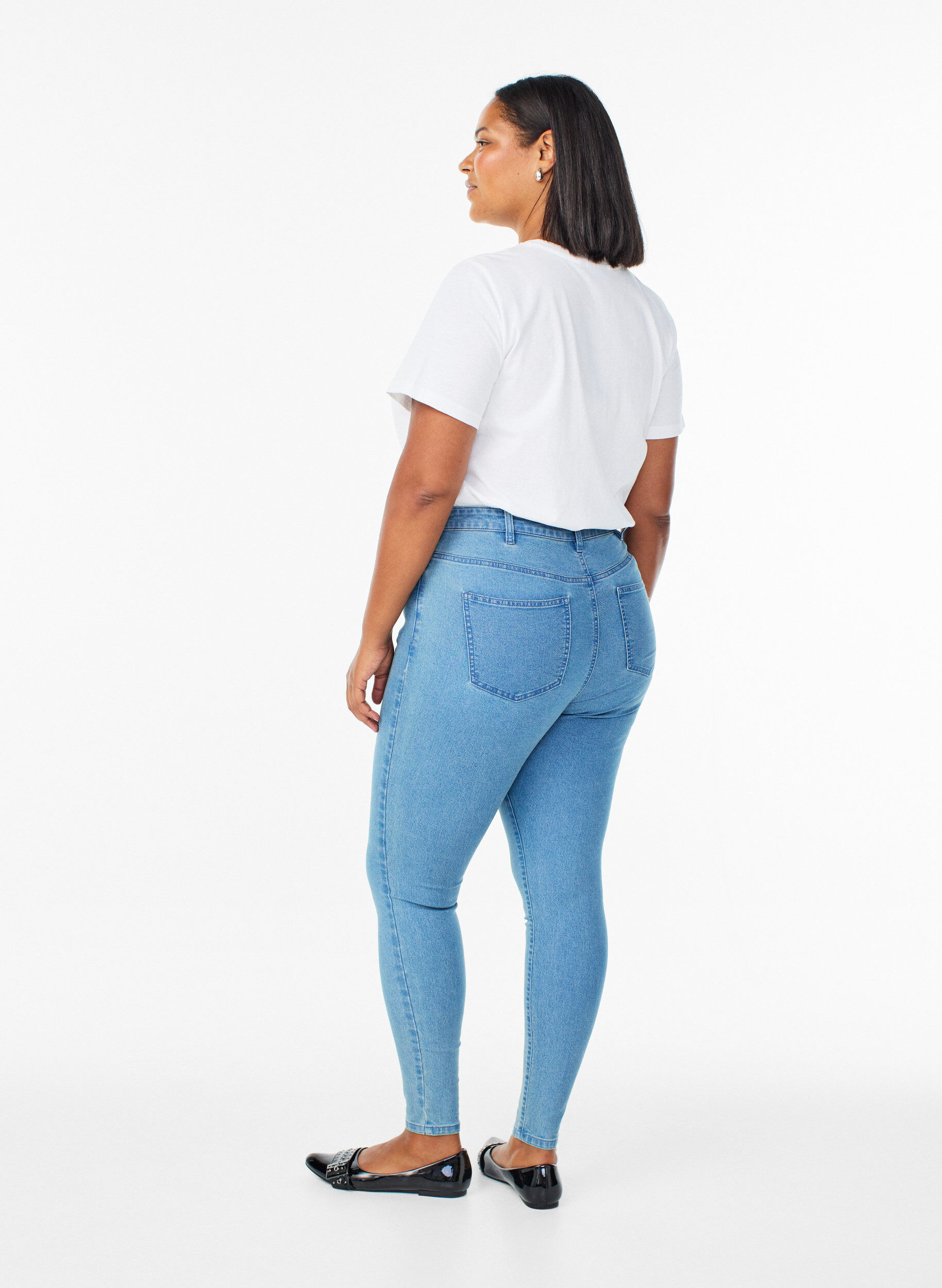 ZizziAmy jeans med h&ouml;g midja och supersmal passform, Bl&aring;, Model image number 1