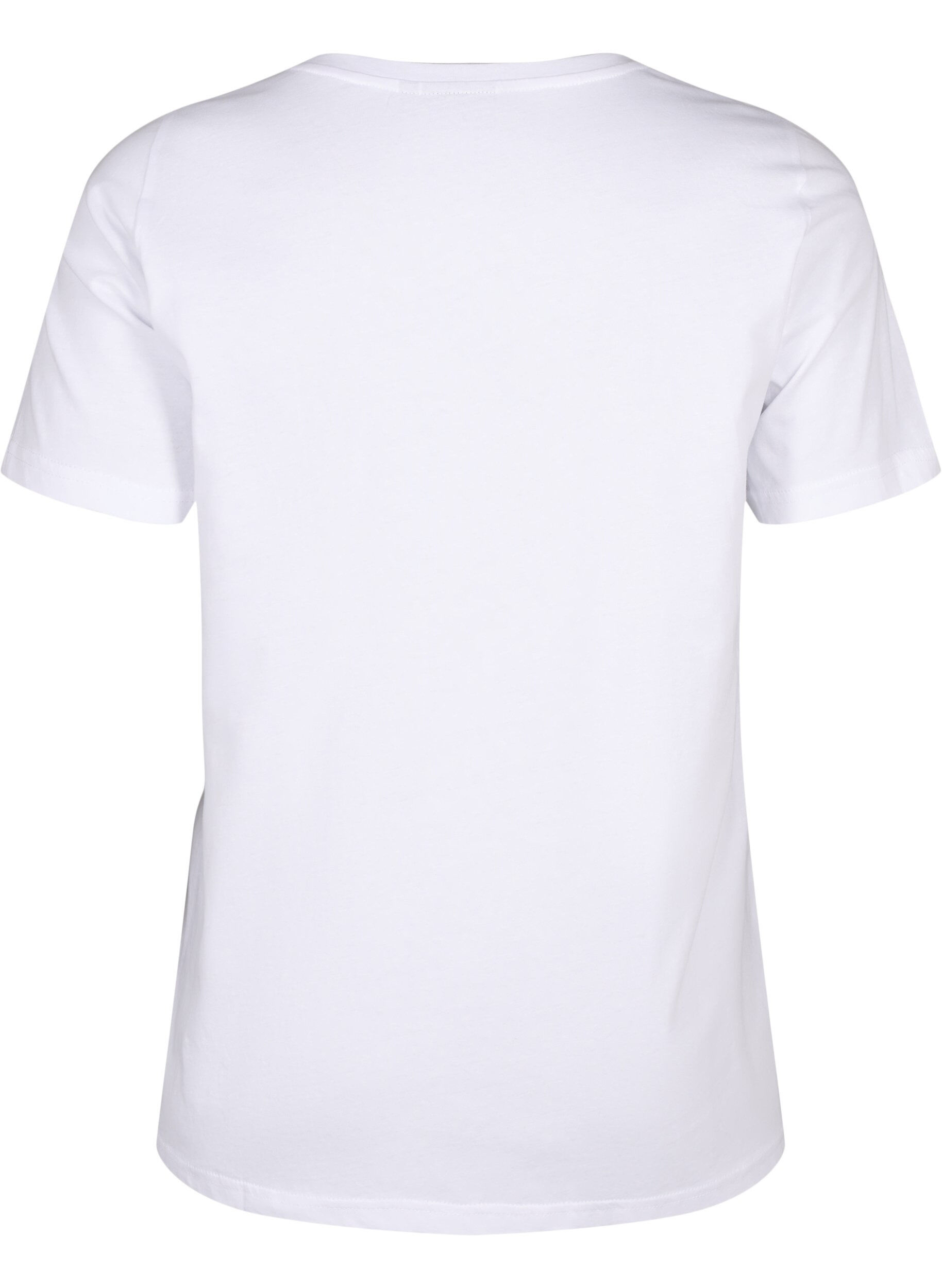 Zizzi T-shirt i bomull med texttryck, B. White w. Flower, Packshot image number 1