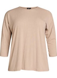 Jerseyblus med 3/4-&auml;rm, Beige