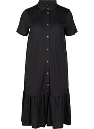 Midiklänning med korta ärmar och knappar, Black