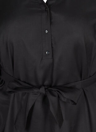 Skjortklänning i viskos med band i midjan, Black, Packshot image number 2