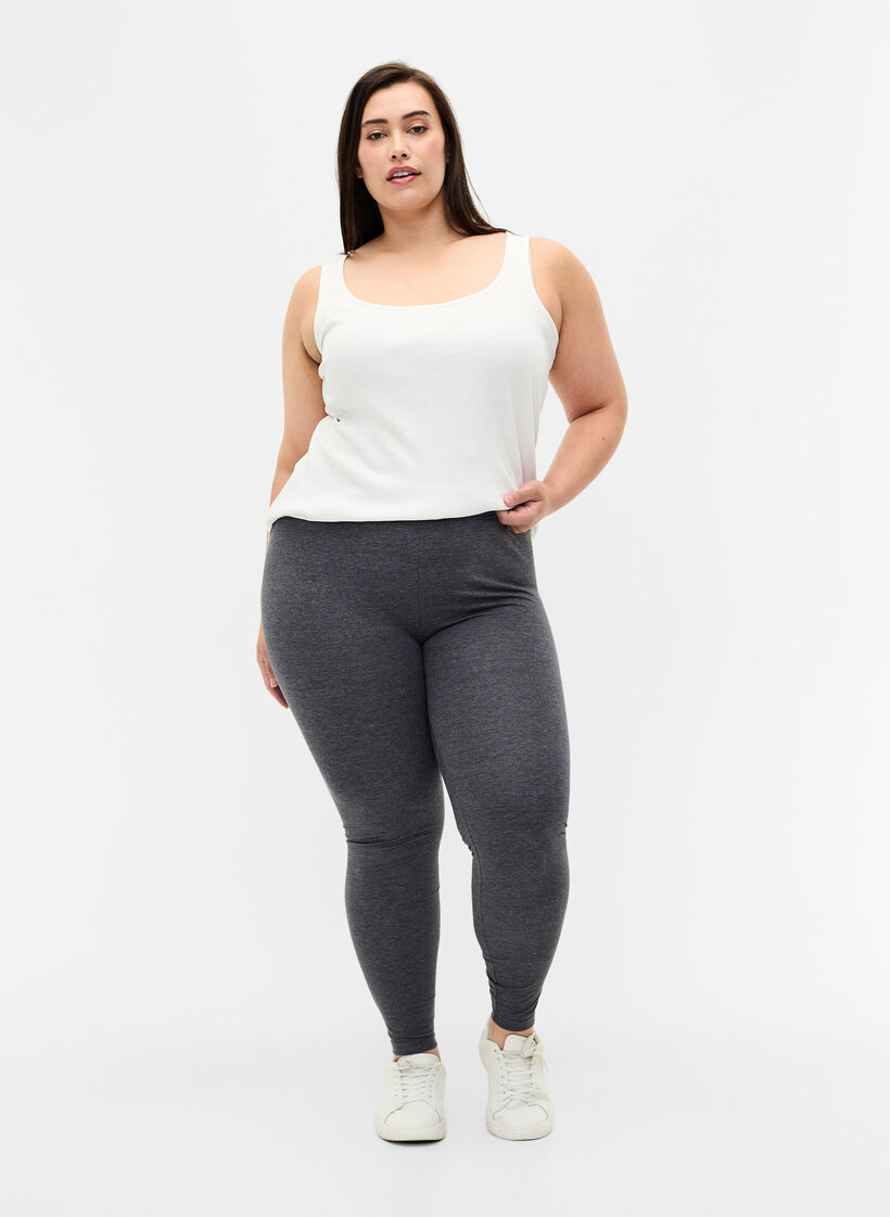Grå melerade leggings, Dark Grey Melange, Model image number 2