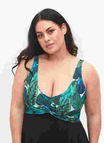Badklänning med justerbara axelband, Black Blue Leaf, Model image number 2