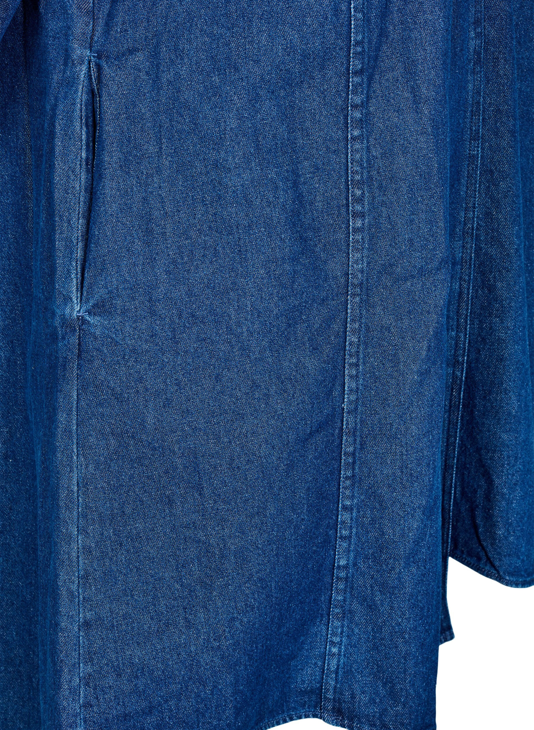 ZizziKort jeanskl&auml;nning med 3/4-&auml;rm, Bl&aring;, Packshot image number 3