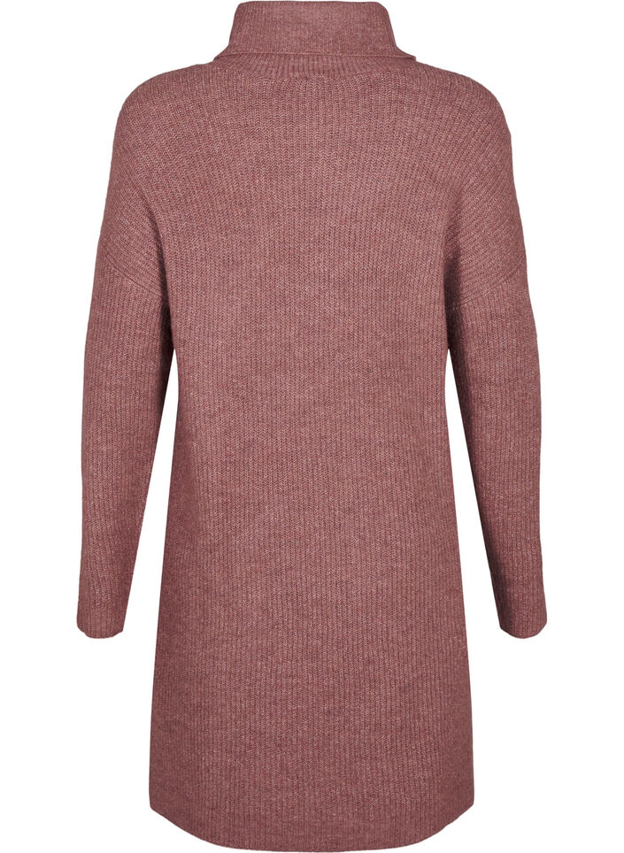 Stickad kl&auml;nning med polokrage, Rosa, Packshot image number 1
