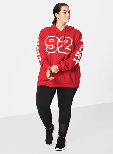 Sweatshirt med huva, High Risk Red, Model image number 0