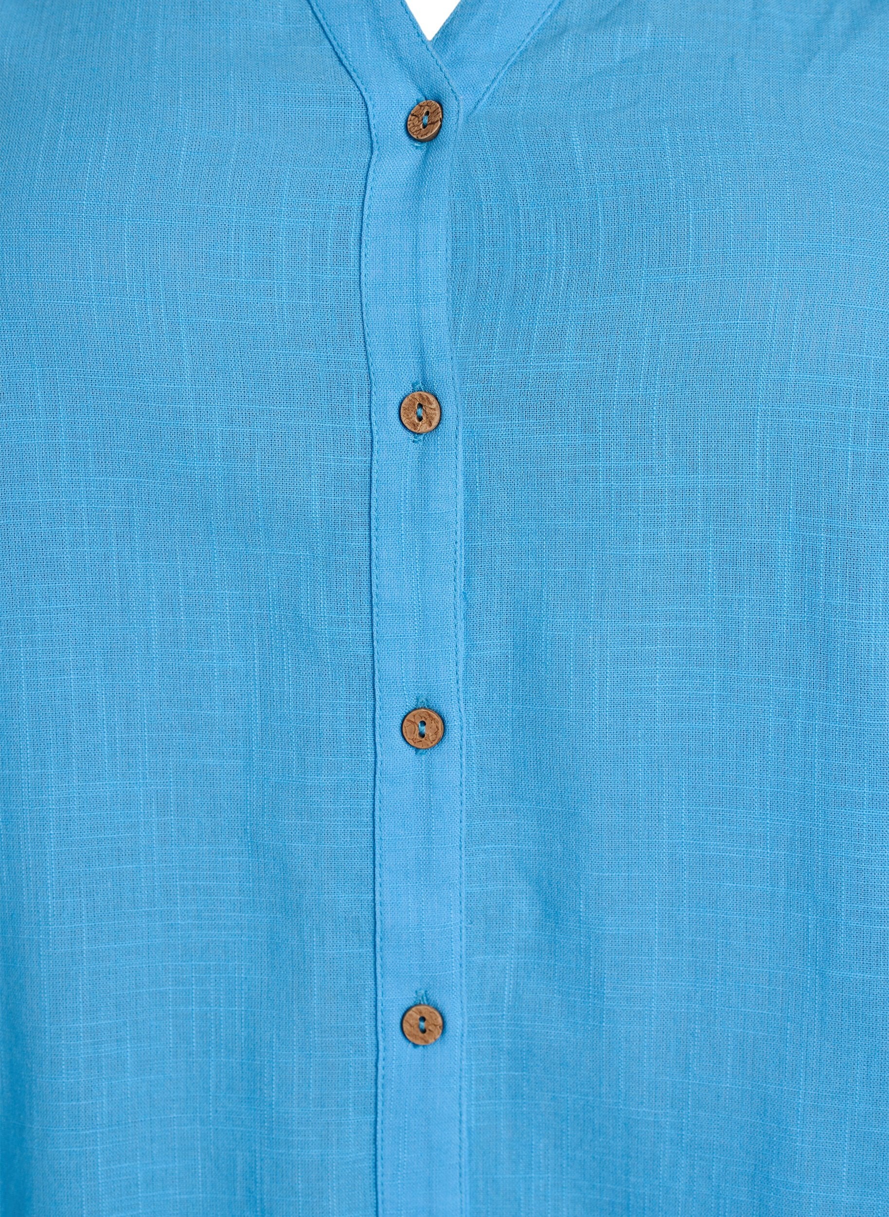 ZizziSkjortblus i bomull med v-ringning, Bl&aring;, Packshot image number 2