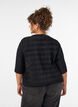 Blus med v&aring;gig struktur och ballongform, Svart, Model image number 2