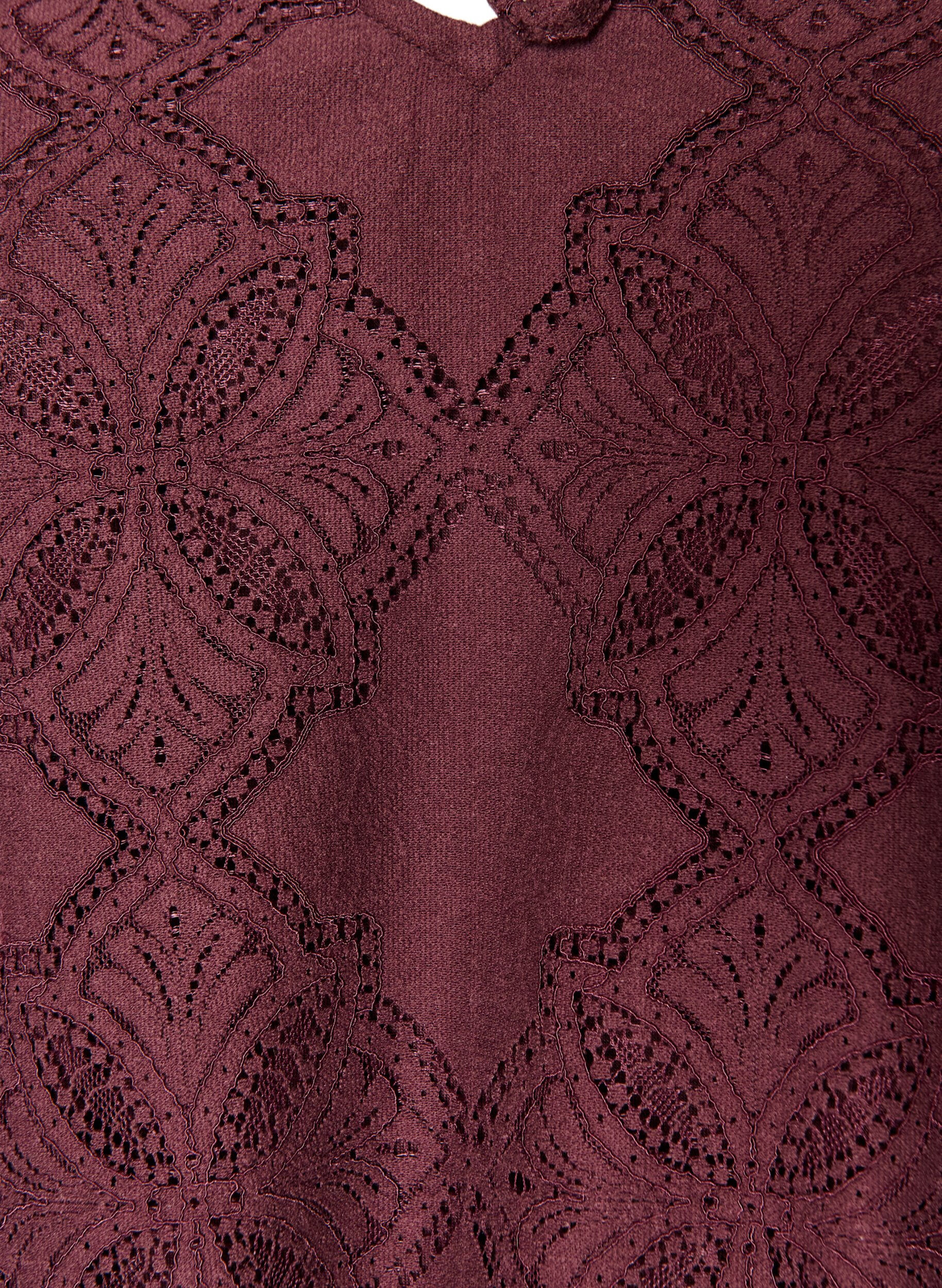 ZizziL&aring;ng&auml;rmad blus med spetsm&ouml;nster, M&ouml;rk Bordeaux, Packshot image number 2