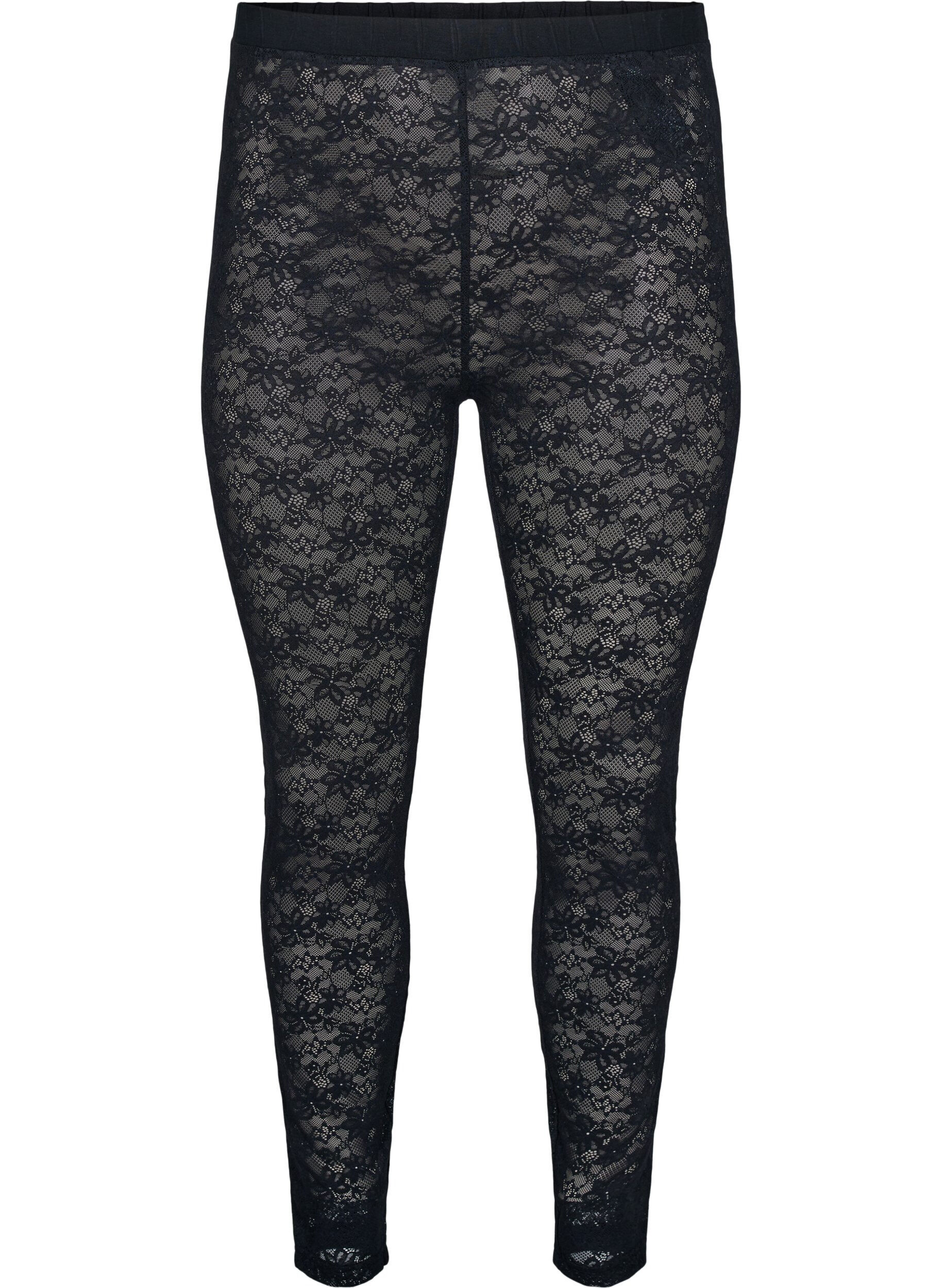 Zizzi Spetsleggings, Svart, Packshot image number 0