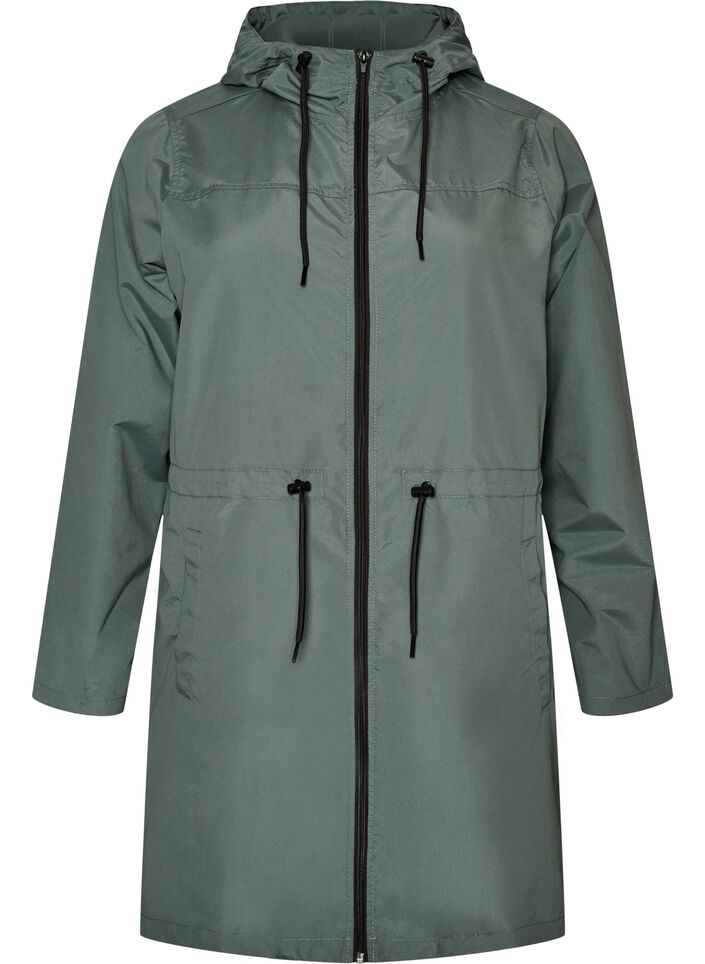 L&auml;ttviktig parkas med huva, Gr&ouml;n, Packshot image number 0