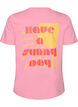 T-shirt i ekologisk bomull med textmotiv, Rosa, Packshot image number 1