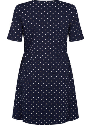 Enfärgad klänning i bomull med korta ärmar, Night Sky Dot, Packshot image number 1
