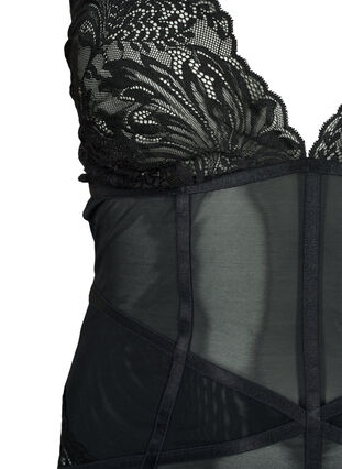 Body med mesh och spets, Black, Packshot image number 2