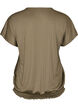 Blus i jersey med texturerade r&auml;nder och smock i nederkanten, Brun, Packshot image number 1
