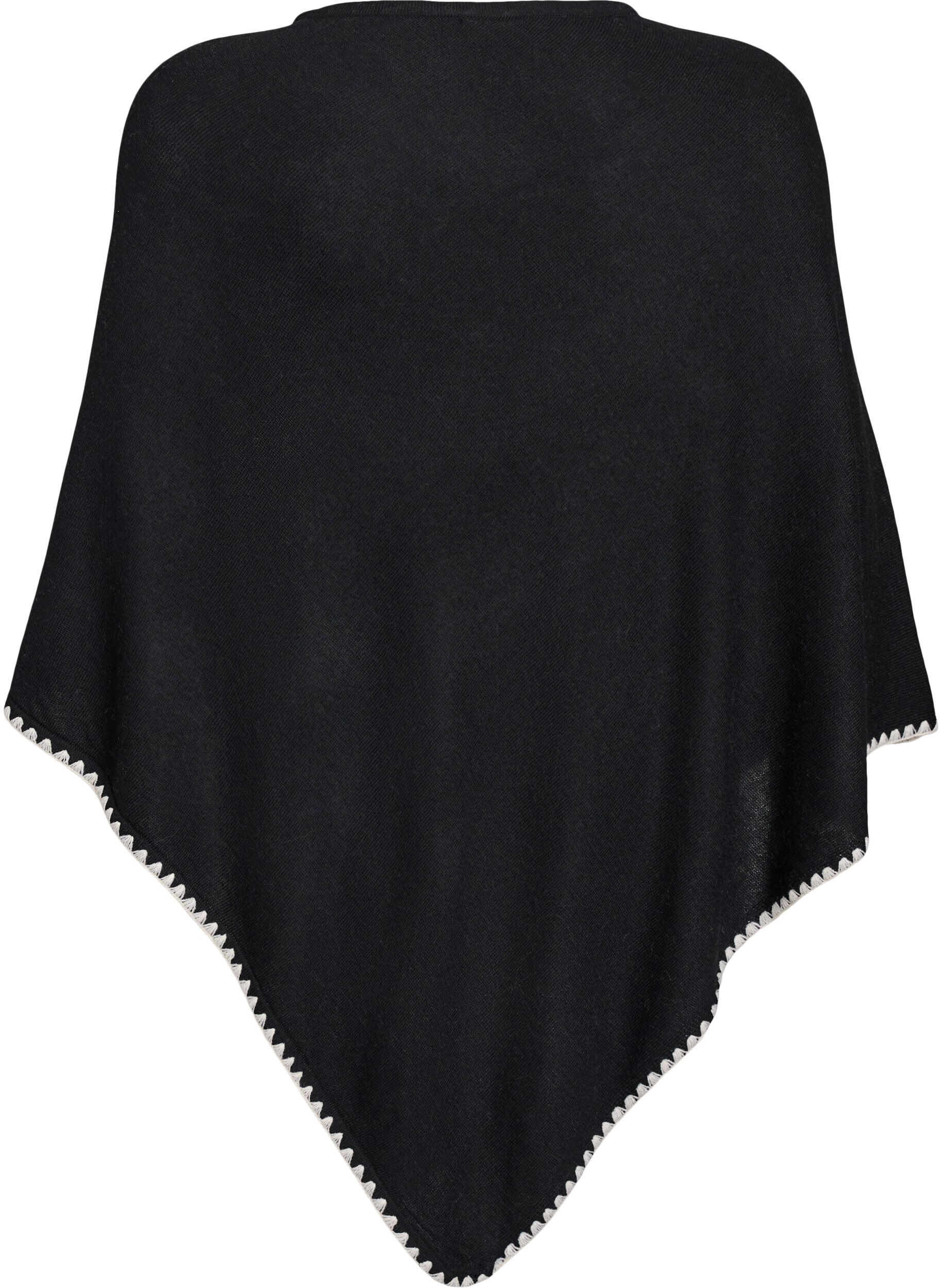 ZizziFin stickad poncho, Svart, Packshot image number 1