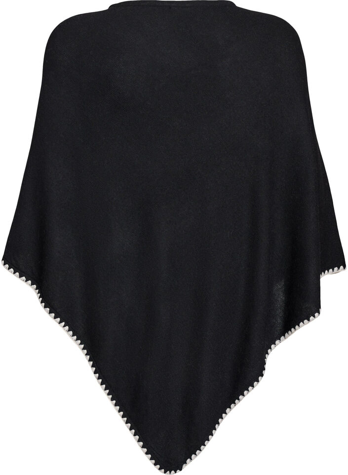 Fin stickad poncho, Svart, Packshot image number 1