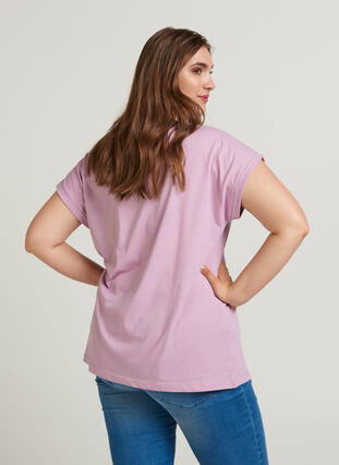 T-shirt i bomullsmix, Lavender Mist Mel., Model image number 0