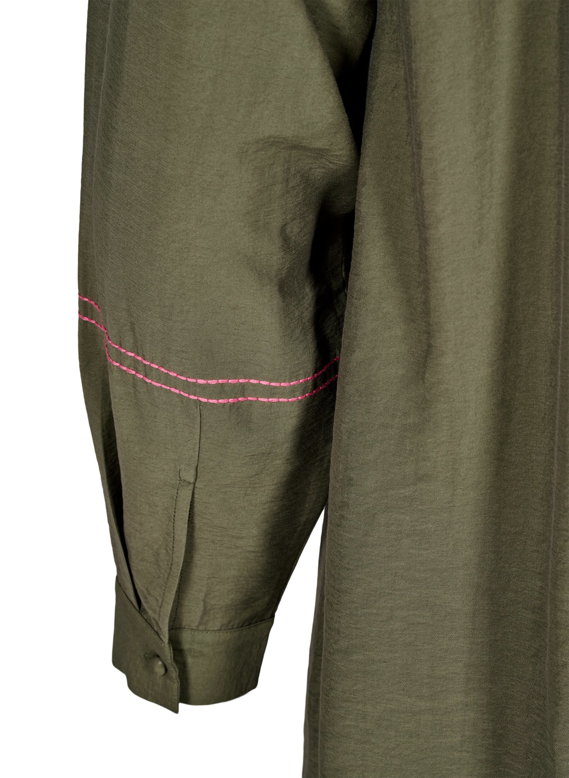 Zizzi Kort kl&auml;nning med kontrasterande broderi, Gr&ouml;n, Packshot image number 3