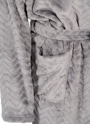 Kort mönstrad morgonrock med fickor, Dark Grey, Packshot image number 3