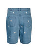 Jeansshorts med h&ouml;g midja och blombroderi, Bl&aring;, Packshot image number 1
