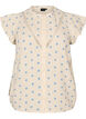 &Auml;rml&ouml;s blus med virkad kant och volangdetalj, Beige, Packshot image number 0