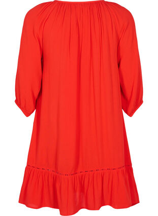 Viskosklänning med 3/4-ärmar, Fiery Red, Packshot image number 1