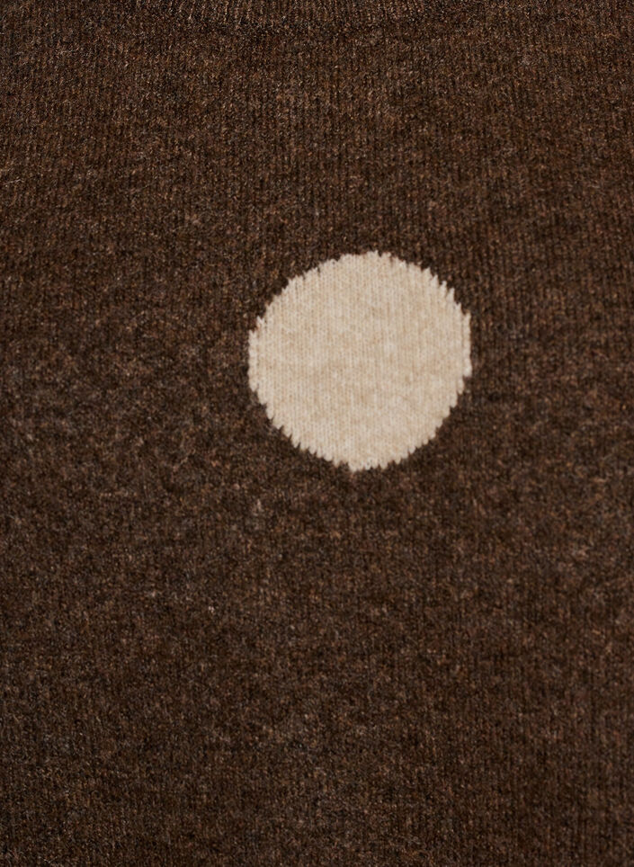 Stickad blus med prickigt m&ouml;nster, Brun, Packshot image number 2