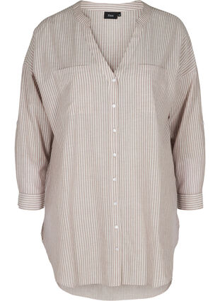 Randig skjorta i 100% bomull, Quail Stripe, Packshot image number 0