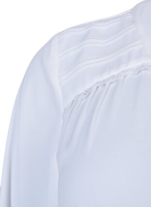 Blus med långa ärmar och knappöppning, Bright White, Packshot image number 3