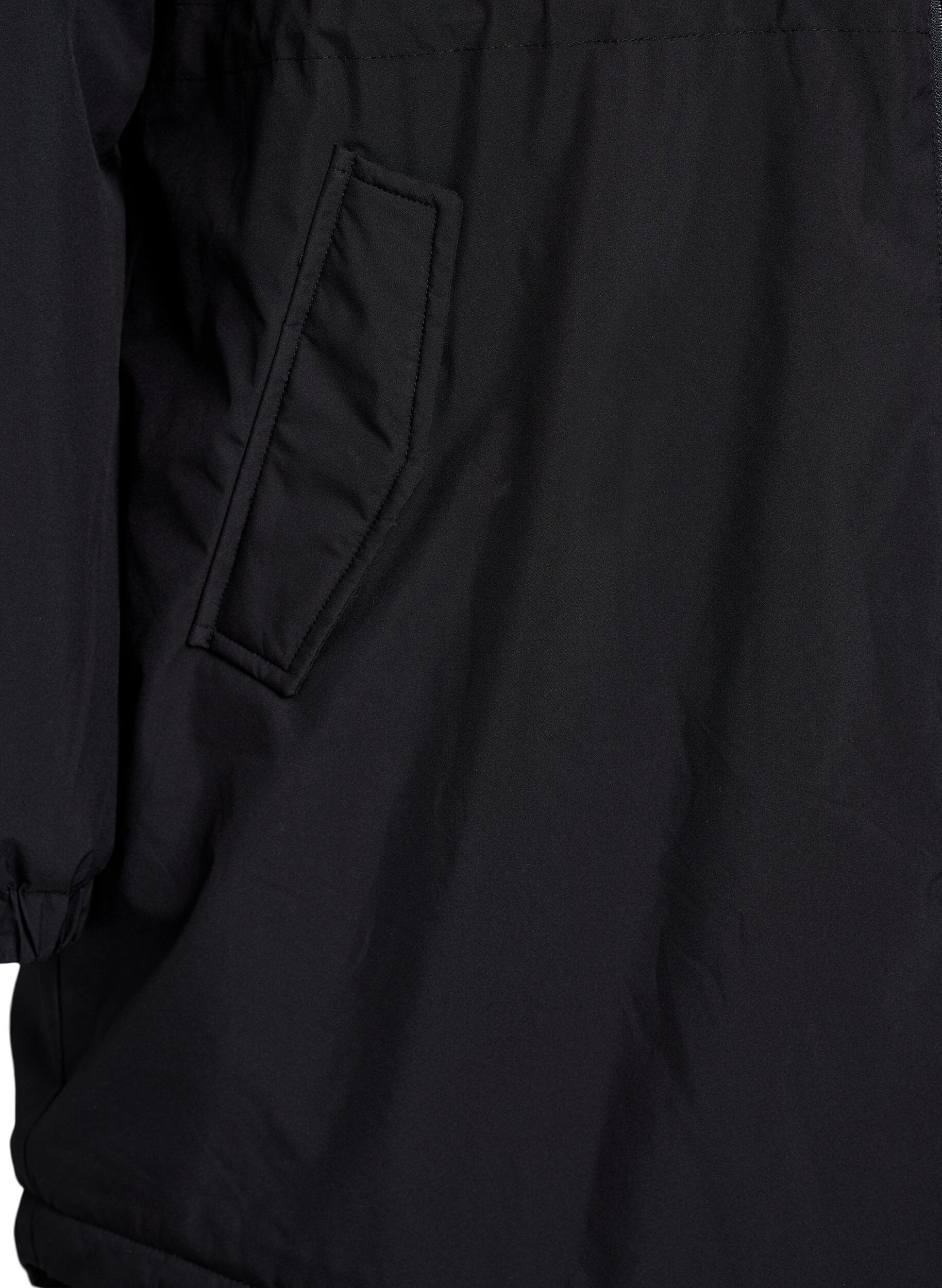 ZizziL&auml;tt vadderad parkas med huva, Svart, Packshot image number 3