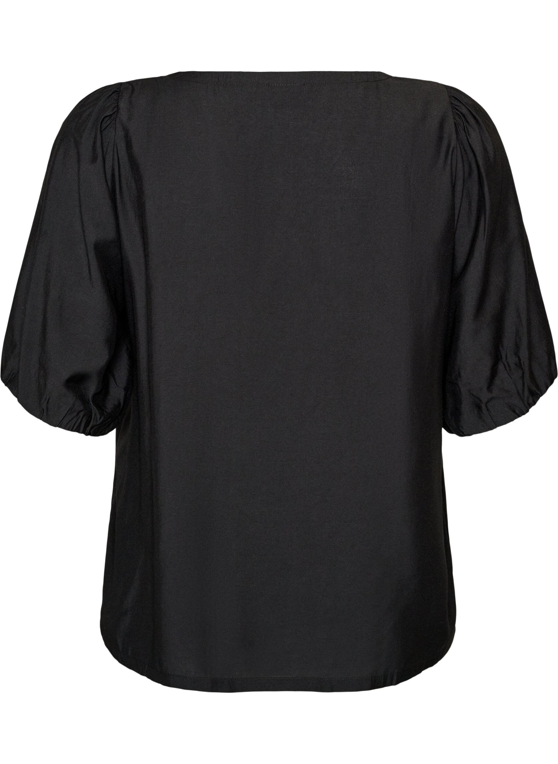 ZizziBlus i viskos med v-ringning, Svart, Packshot image number 1