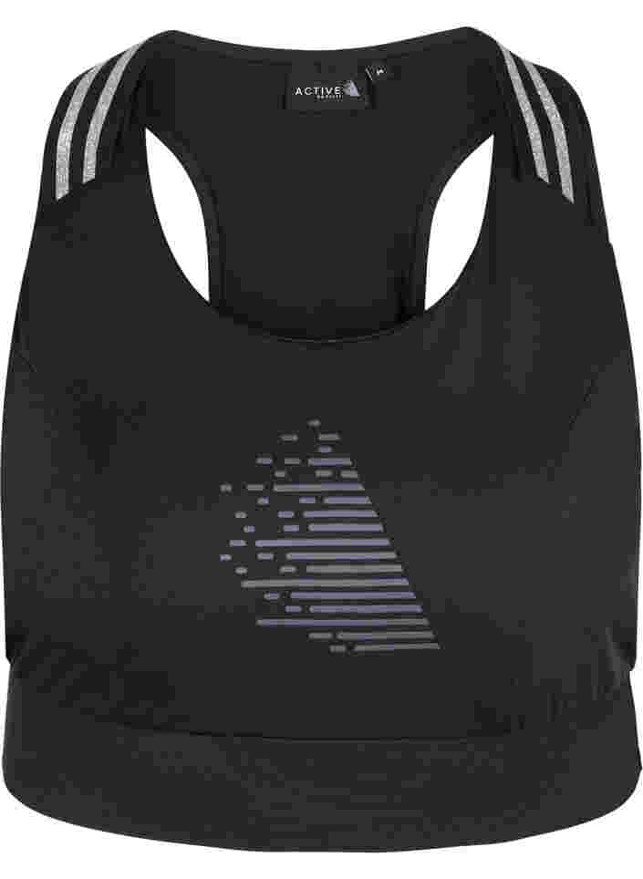 Sport-bh med glitter och korsad rygg, Black w. SilverLurex, Packshot image number 0