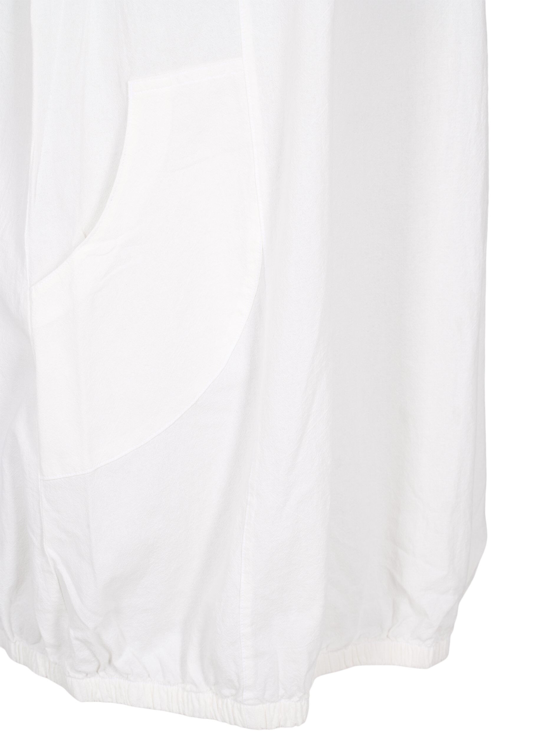 ZizziKort&auml;rmad kl&auml;nning i bomull, Vit, Packshot image number 3