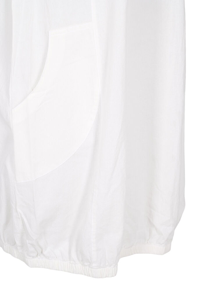 Kort&auml;rmad kl&auml;nning i bomull, Vit, Packshot image number 3