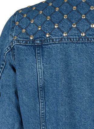 Jeansjacka i bomull med nitar, Blue denim ASS, Packshot image number 3