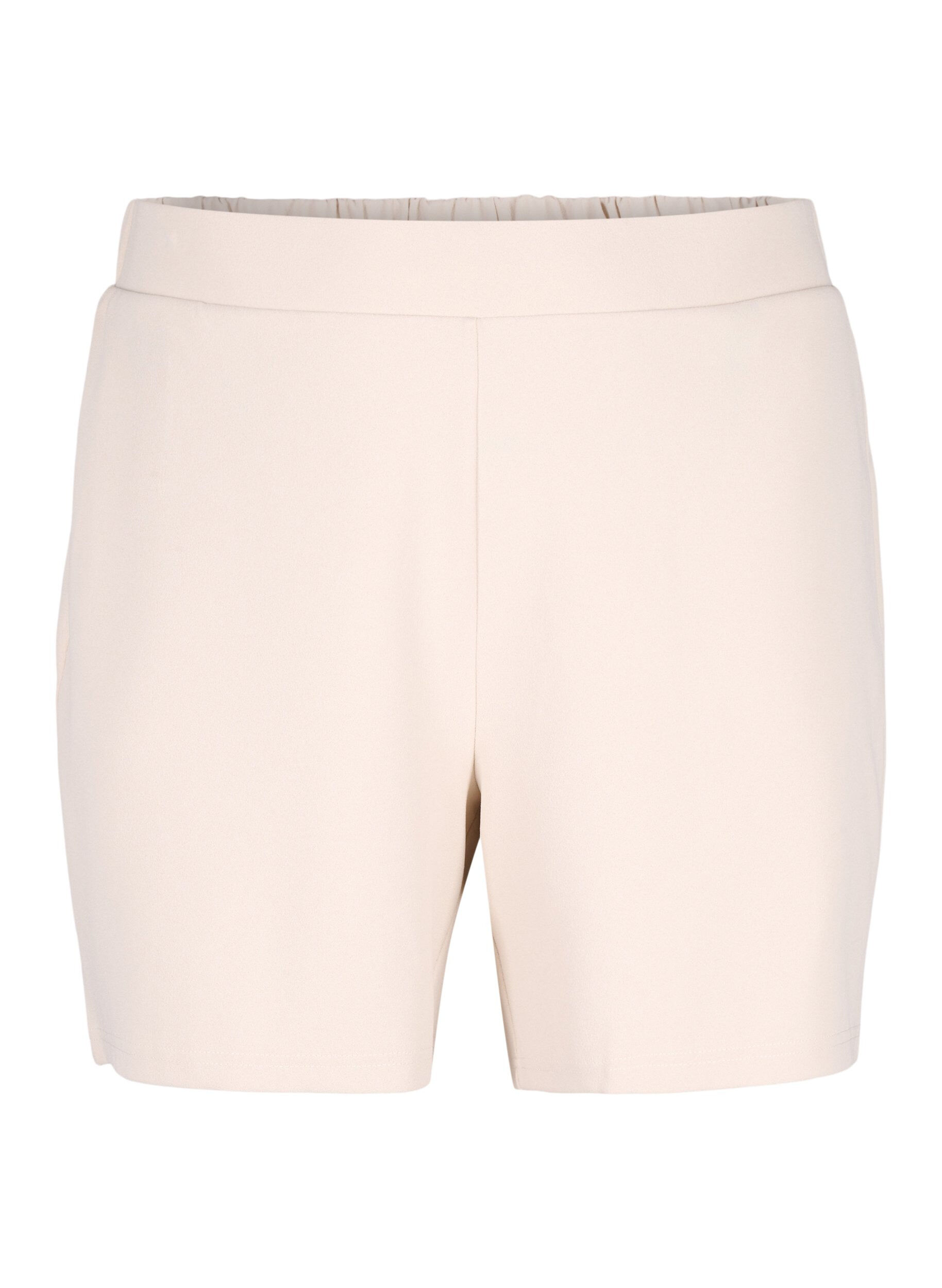 Zizzi FLASH - L&ouml;st sittande shorts med fickor, Beige, Packshot image number 0