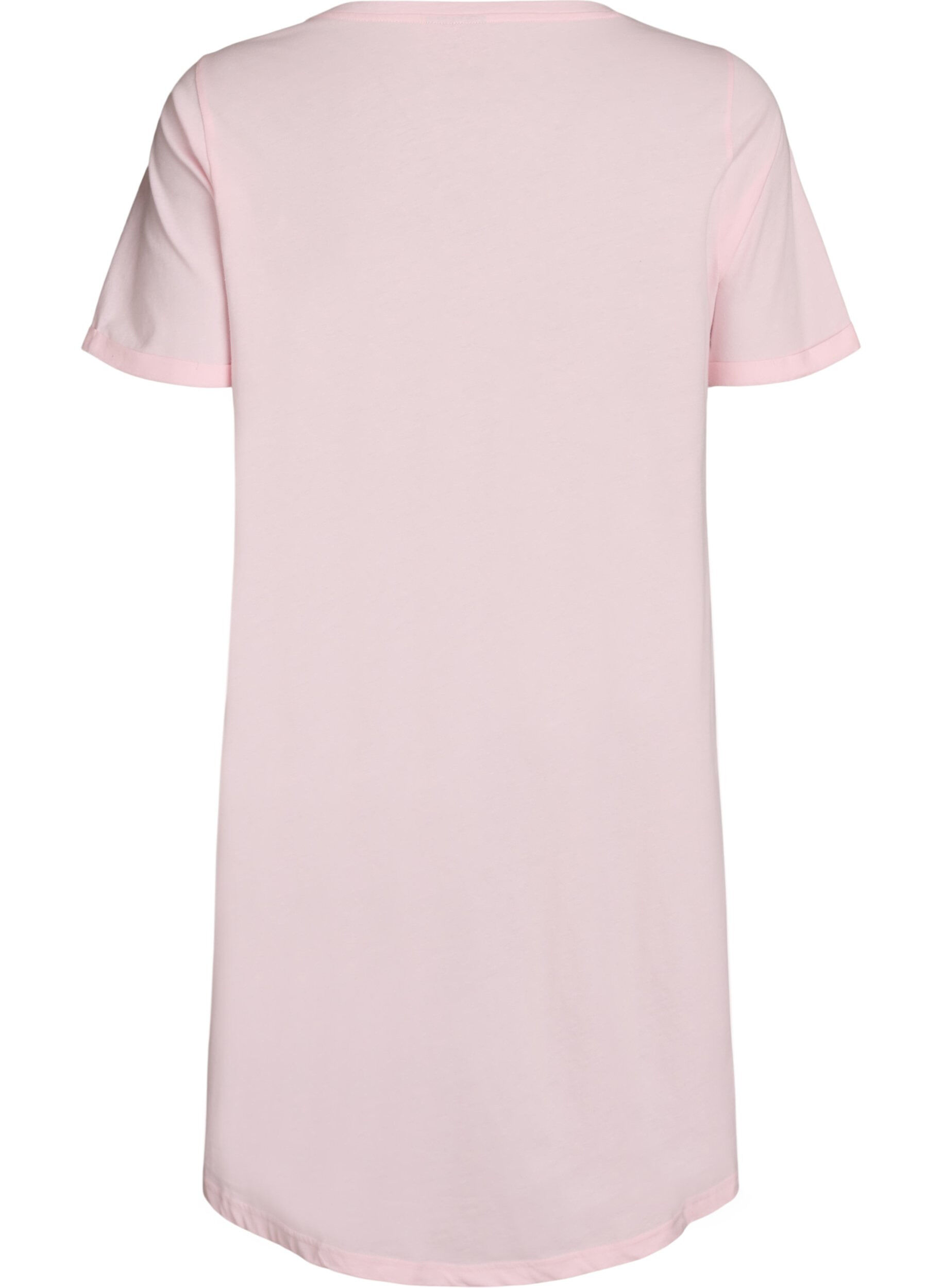 ZizziKort&auml;rmat nattlinne i ekologisk bomull, Rosa, Packshot image number 1